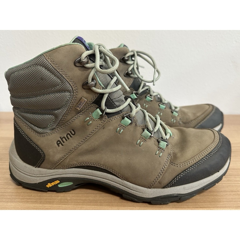 Ahnu Montara III Event Hiking Boots Womens Size 10.5 Waterproof Tan Gray Snow